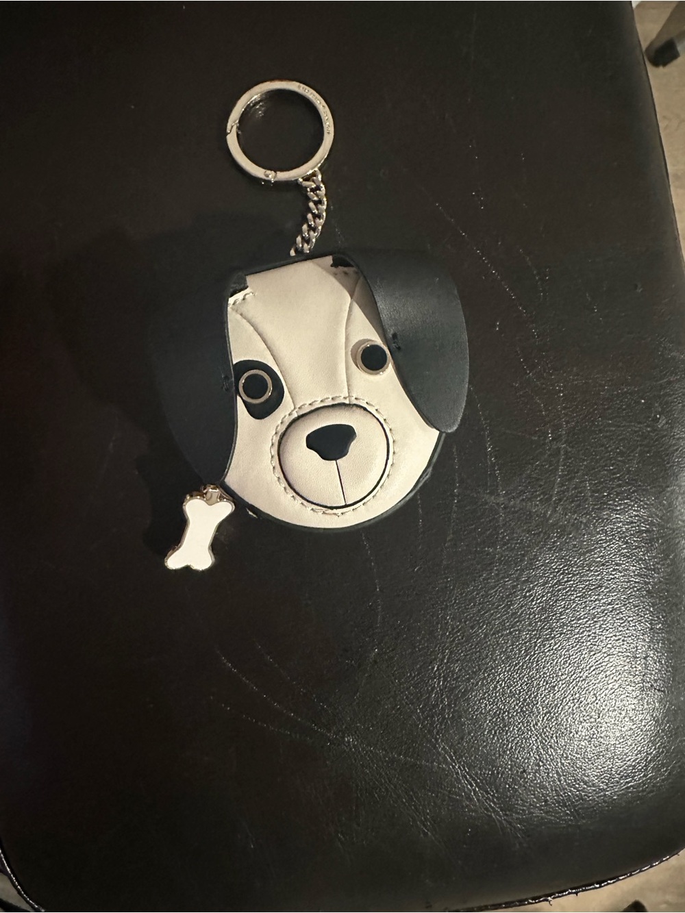 kate spade Black and Cream Dog Face Keychain Wallet